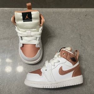 Jordan 1 Mid White Rose Gold Toddler Shoes